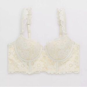 NWT Aerie Show Off Real Lace Balconette Bra 32A - Soft Muslin